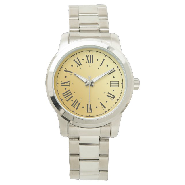  Modern Roman Numbers Silver Teal Men's  Watch (Front)