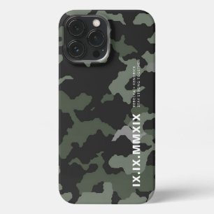 Modern Roman Numerals Anniversary Date Camouflage iPhone 13 Pro Max Case
