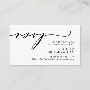 Modern Romance, Black Script, Wedding RSVP Enclosure Card