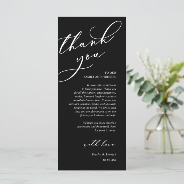 Modern Romance Dinner Place Setting Thank You Card (Standing Front)