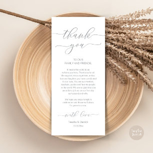 Modern Romance Dinner Place Setting Thank You Card