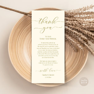 Modern Romance Dinner Place Setting Thank You Card