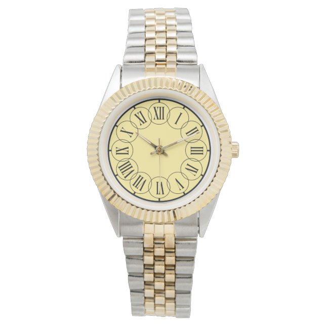 Modern Romans Numbers Two-Tone  Men's  Watch (Front)
