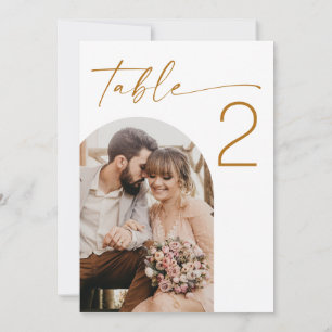 Modern Romantic Arch Photo Wedding Table Number