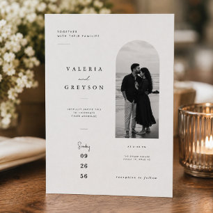 Modern Romantic Arch Wedding Invitation .