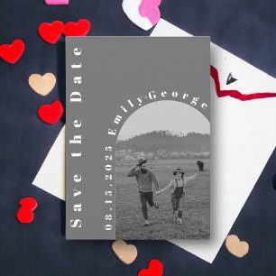 Modern Romantic Black And White Arch Photo Wedding Save The Date