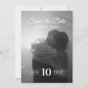 Modern Romantic Black and White Photo Wedding  Invitation