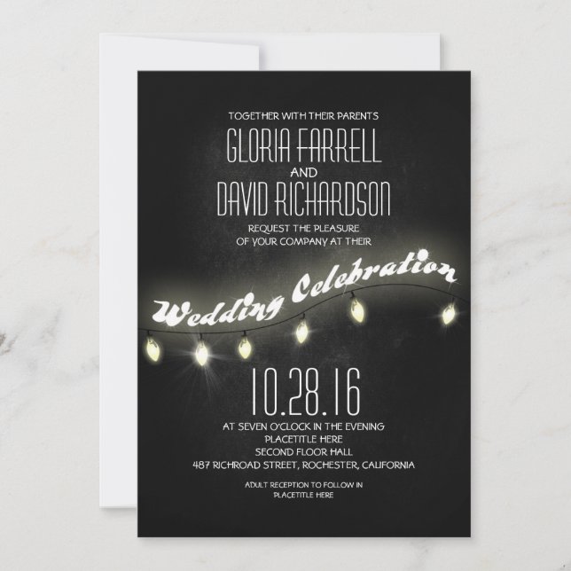 modern romantic black chalkboard wedding invites (Front)