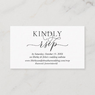 Modern Romantic, Black Script, Online RSVP website Enclosure Card