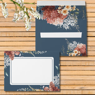 Modern Romantic Blue Garden Floral Wedding Envelope