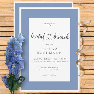 Modern Romantic Blue & White Bridal Brunch Invitation