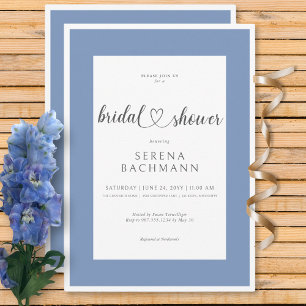 Modern Romantic Blue & White Bridal Shower Invitation