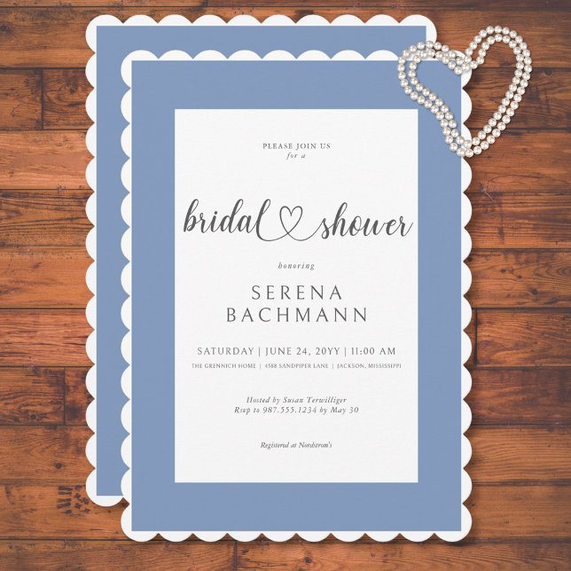 Modern Romantic Blue & White Bridal Shower Invitation (Modern Romantic Blue & White Bridal Shower Invitation)
