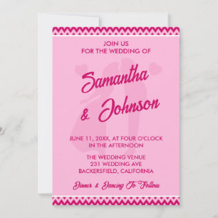 Modern Romantic Blush Pink Chevron Wedding Invitation