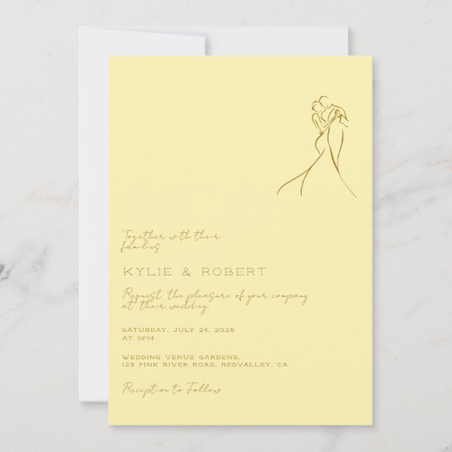 Modern Romantic Butter Yellow Wedding Invitation (Front)