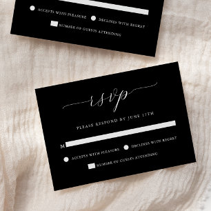 Modern Romantic Calligraphy Black Wedding RSVP Card