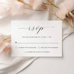 Modern Romantic Calligraphy Black & White Wedding RSVP Card