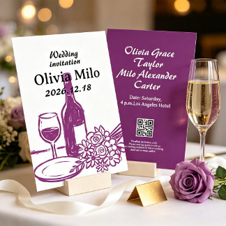 Modern Romantic Chic Rich Purple Wedding Elegant Invitation