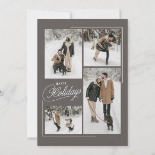Modern Romantic Couple Photos Holiday Card