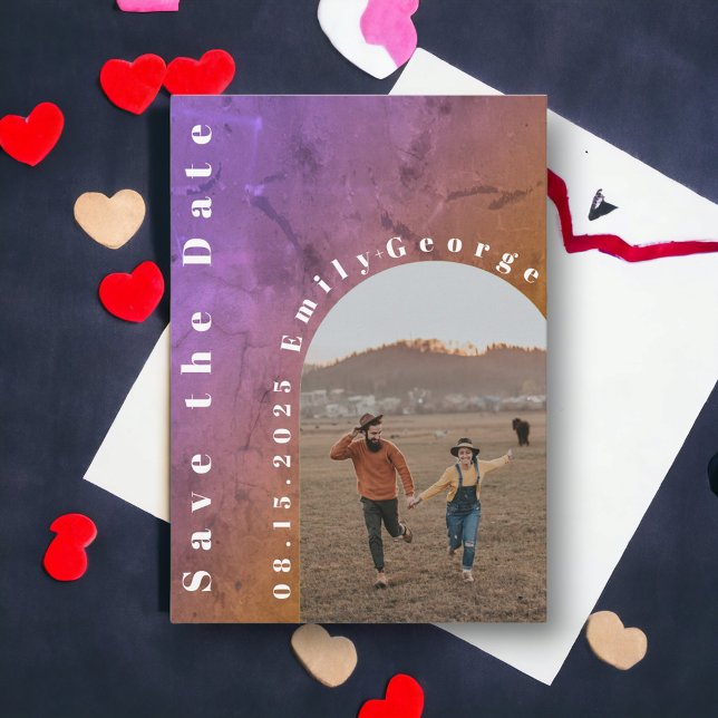 Modern Romantic Couple Rustic Arch Photo Wedding Save The Date (Creator Uploaded)