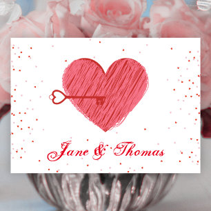Modern Romantic Cute Love Red Heart Valentines Day Holiday Card
