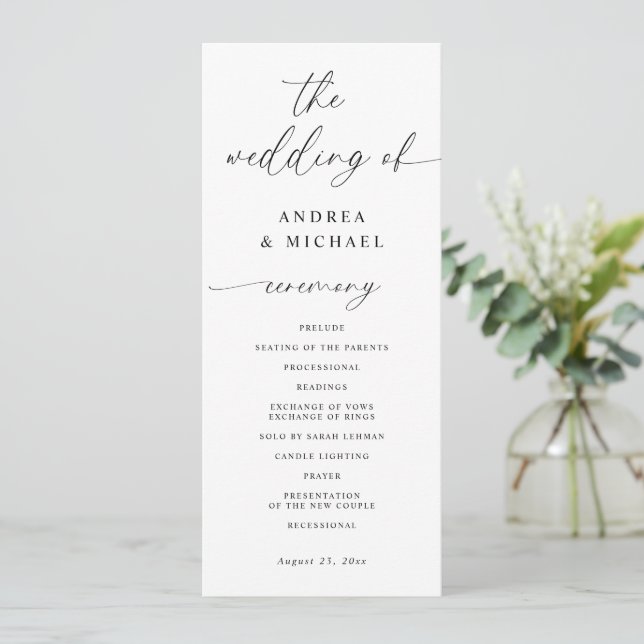 Modern Romantic Delicate Elegant Wedding Programme (Standing Front)