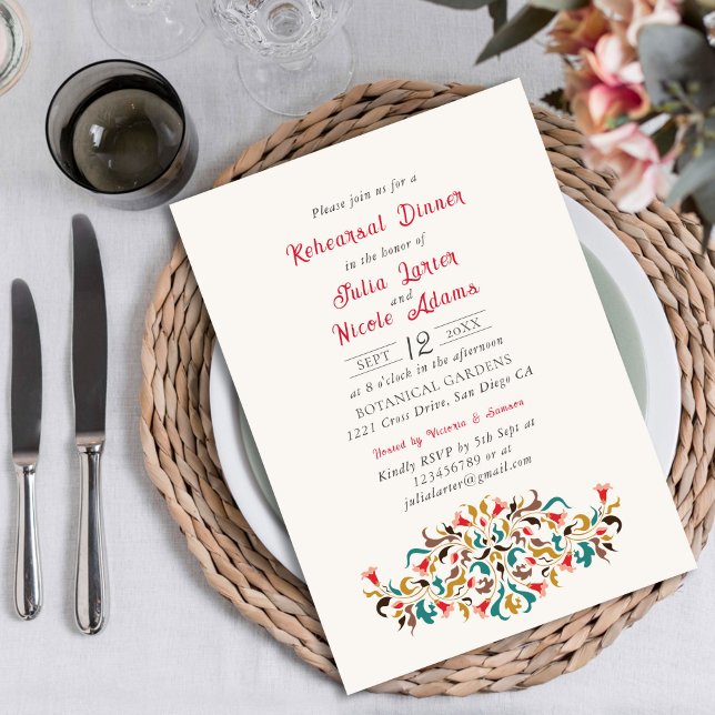 Modern Romantic Elegant Floral Rehearsal Dinner Invitation (Creator Uploaded)