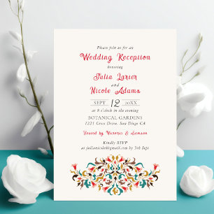Modern Romantic Elegant Floral Wedding Reception Invitation