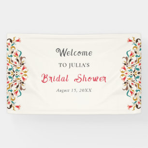 Modern Romantic Elegant Floral Wreath Wedding Banner