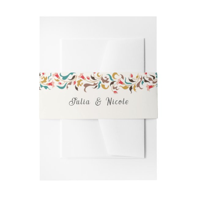 Modern Romantic Elegant Floral Wreath Wedding Invitation Belly Band (Front Example)