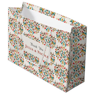 Modern Romantic Elegant Floral Wreath Wedding Large Gift Bag