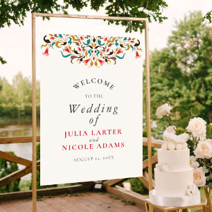 Modern Romantic Elegant Floral Wreath Wedding Poster