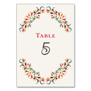 Modern Romantic Elegant Floral Wreath Wedding Table Number