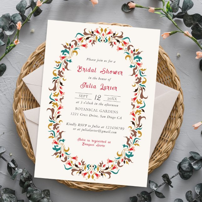 Modern Romantic Elegant FloralWreath Bridal Shower Invitation (Creator Uploaded)