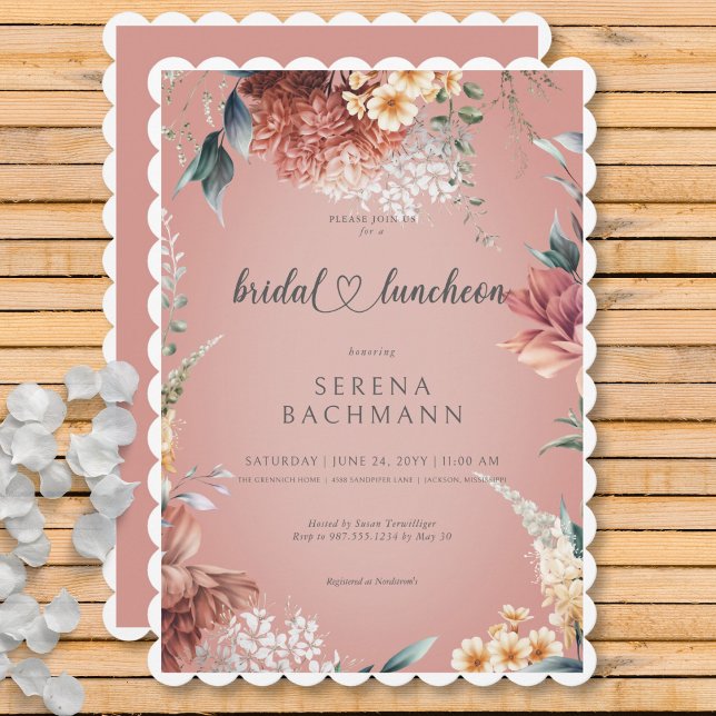 Modern Romantic Garden Floral Bridal Luncheon Invitation (Modern Romantic Garden Floral Bridal Luncheon Invitation)