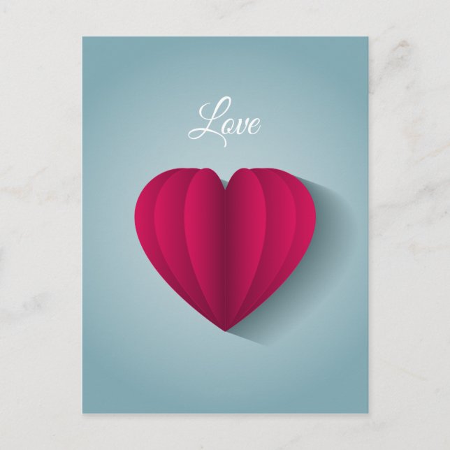 Modern Romantic Heart Love Postcard (Front)