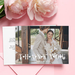 Modern Romantic Hearts Wedding Photo Thank You Card