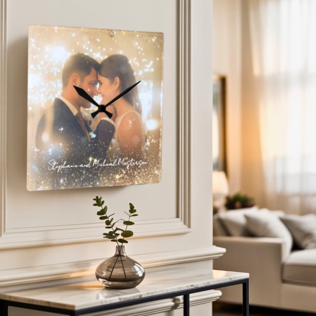 Modern Romantic Love Keepsake Trust Magic Wedding  Square Wall Clock (Creator Uploaded)