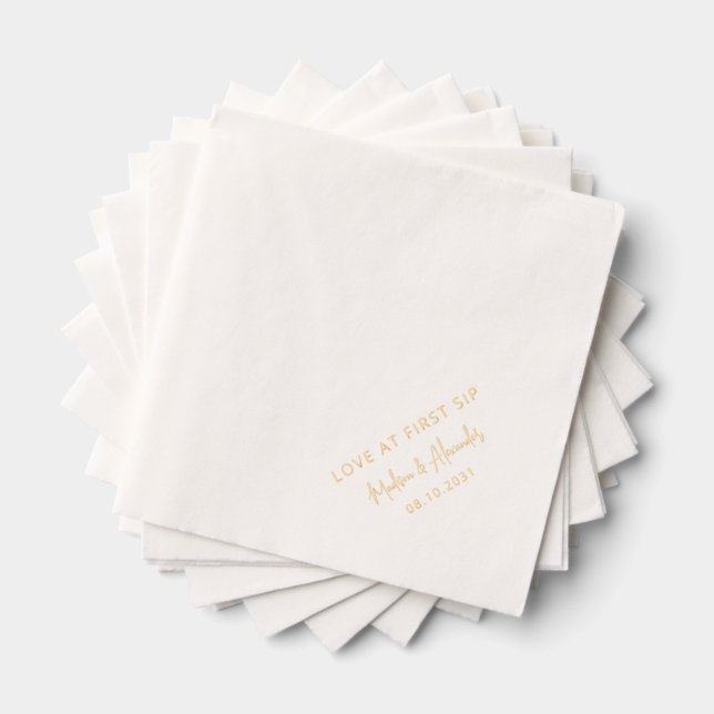 Modern Romantic Love Personalised Wedding Foil Napkins (Insitu (Stacked))