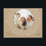 Modern Romantic, Merry Christmas Family Photo Post Postcard<br><div class="desc">Merry Christmas. Celebrate the season with this family photo postcard It is fully customisable and personalised with your own greeting messages. Please add your return address for easy mailing. It is simple, easy, yet modern minimalist and festive. This is the perfect postcard for sending your holiday wishes. Brown Maple theme....</div>