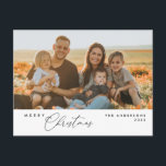 Modern Romantic, Merry Christmas Family Postcard<br><div class="desc">Merry Christmas. Celebrate the season with this family photo postcard It is fully customisable and personalised with your own greeting messages. Please add your return address for easy mailing. It is simple,  easy,  yet modern minimalist and festive. This is the perfect postcard for sending your holiday wishes. White theme.</div>