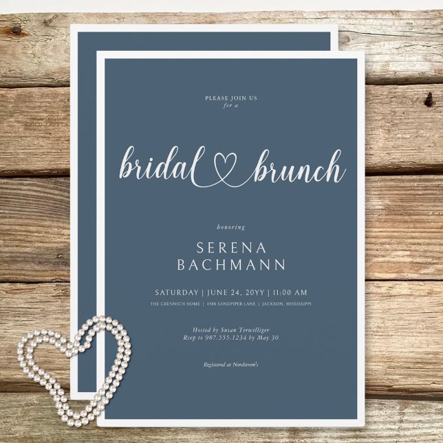 Modern Romantic Minimal Blue Bridal Brunch Invitation (Modern Romantic Minimal Blue Bridal Brunch Invitation)