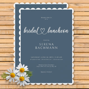Modern Romantic Minimal Blue Bridal Luncheon Invitation