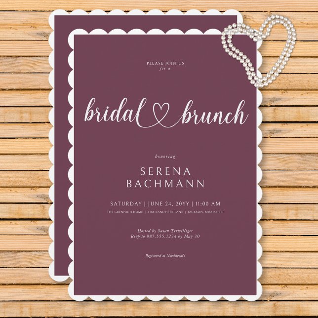 Modern Romantic Minimal Burgundy Bridal Brunch Invitation (Modern Romantic Minimal Burgundy Bridal Brunch Invitation)