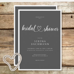Modern Romantic Minimal Grey Bridal Shower Invitation