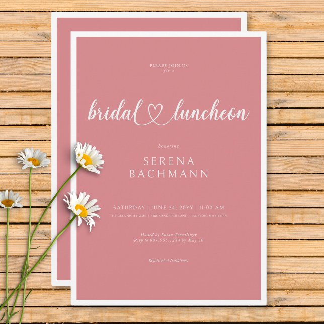 Modern Romantic Minimal Pink Bridal Luncheon Invitation (Modern Romantic Minimal Pink Bridal Luncheon Invitation)