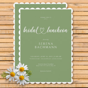 Modern Romantic Minimal Sage Green Bridal Luncheon Invitation
