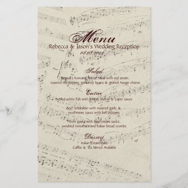 Modern Romantic Music notes Music Wedding (Front)
