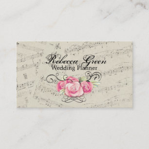 Modern Romantic Music notes Musician Business Card