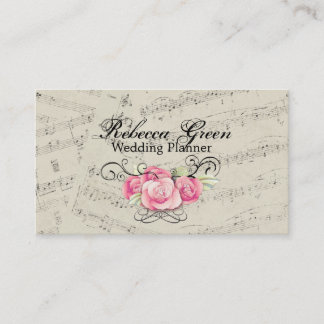 Modern Romantic Music notes Musician Business Card